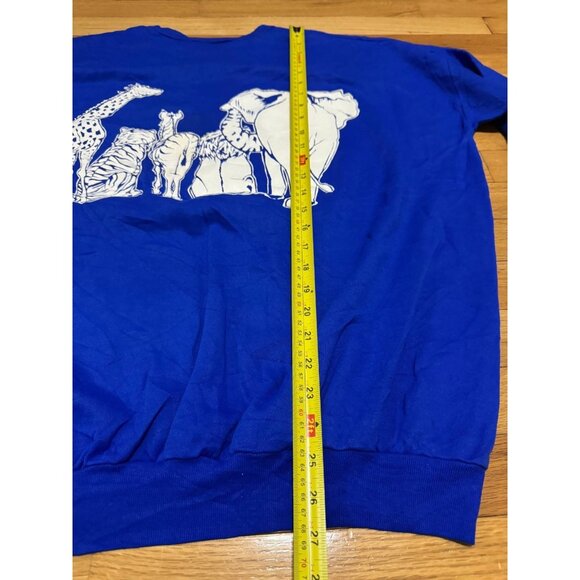 Vintage Linda Lori Sweatshirt L Blue Animal Graphic Heads and Tails Double Sided - Picture 6 of 7